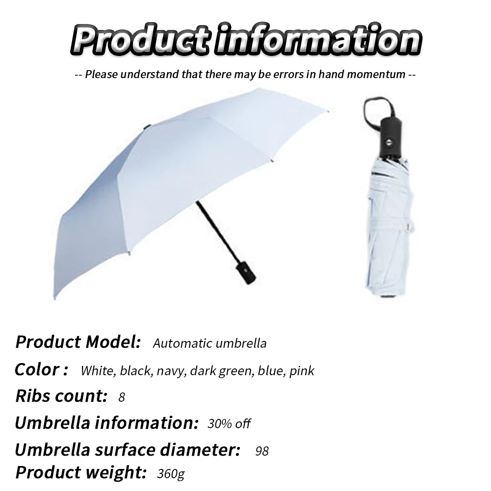 Folding Automatic Umbrella Lightweight Compact Design Portable Outdoor Sun & Rain Umbrellas For Travel Backpack WalkingSummer