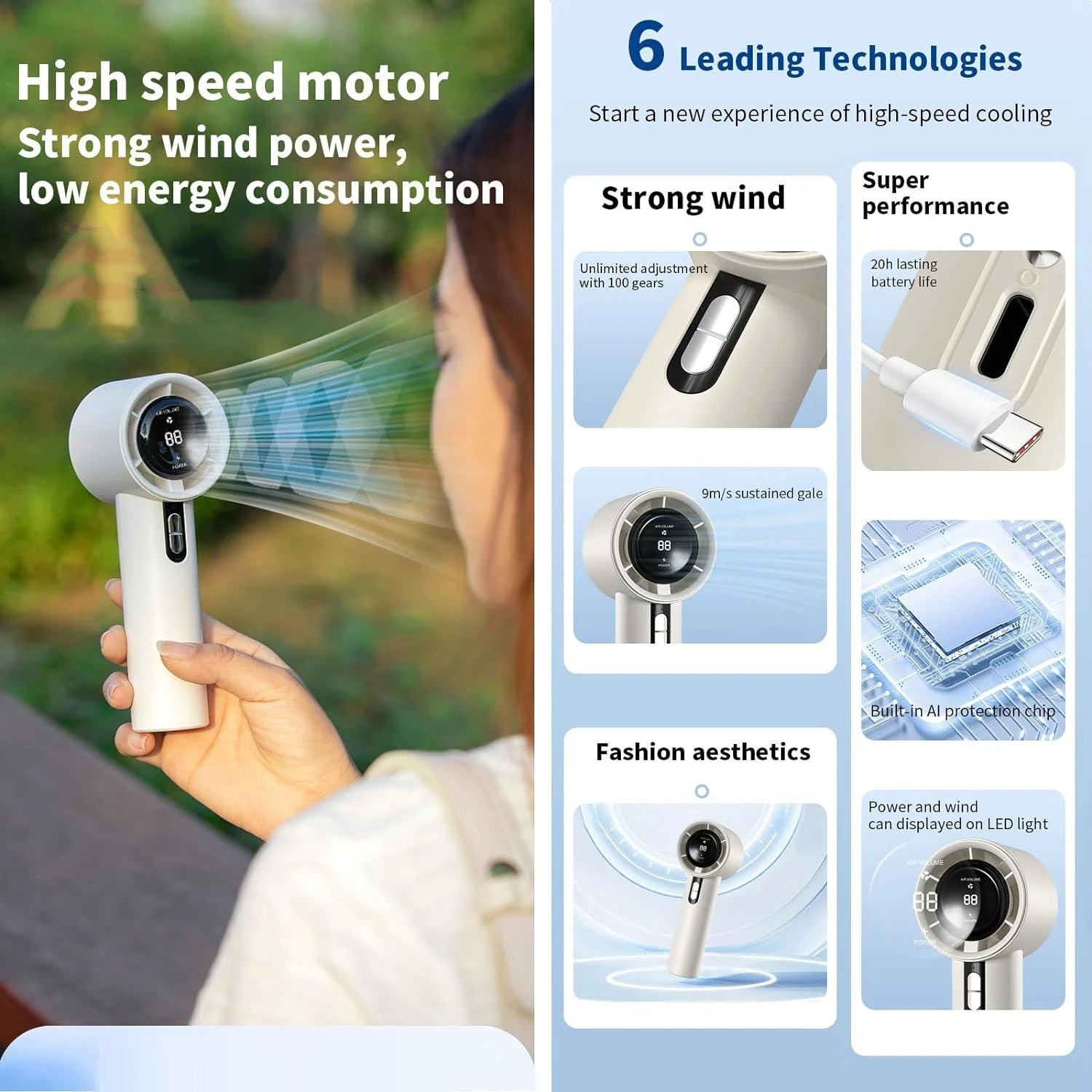 Perfect for Travel, Outdoor Activities, and Hot Summer Days. Don't Break a Sweat - Stay Refreshed with the Ultimate Handheld Tur