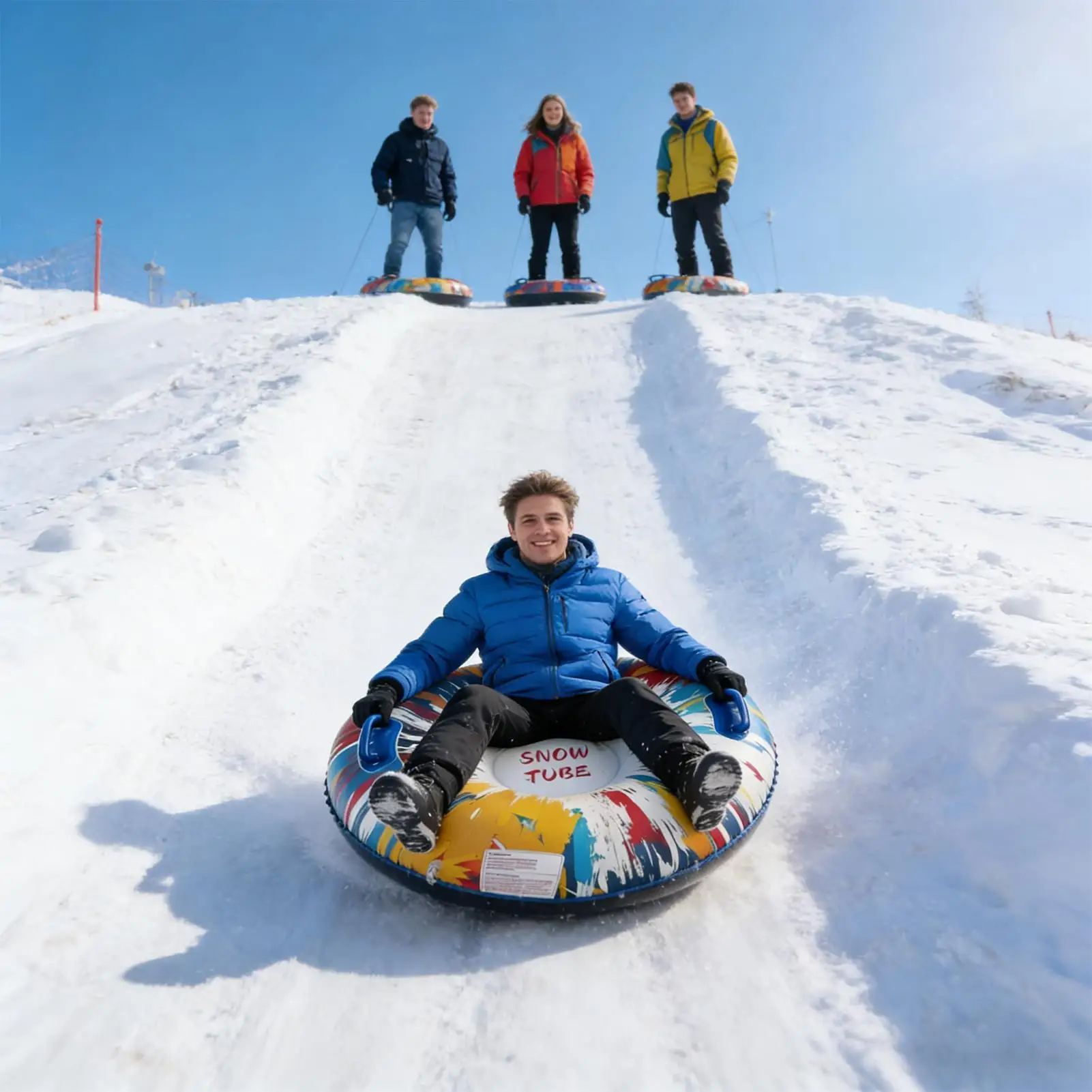 Snow Tubes For Sledding Winter Outdoor Sport Activities Heavy Duty Snow Tubes For Sledding For Outside Girls Women Men Family