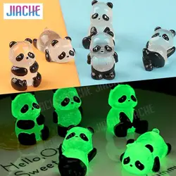 1Pcs/Set Glowing Panda Mini Figurines Miniature Panda Micro Landscape Ornament Glowing In Dark Car Interior Accessories Decor