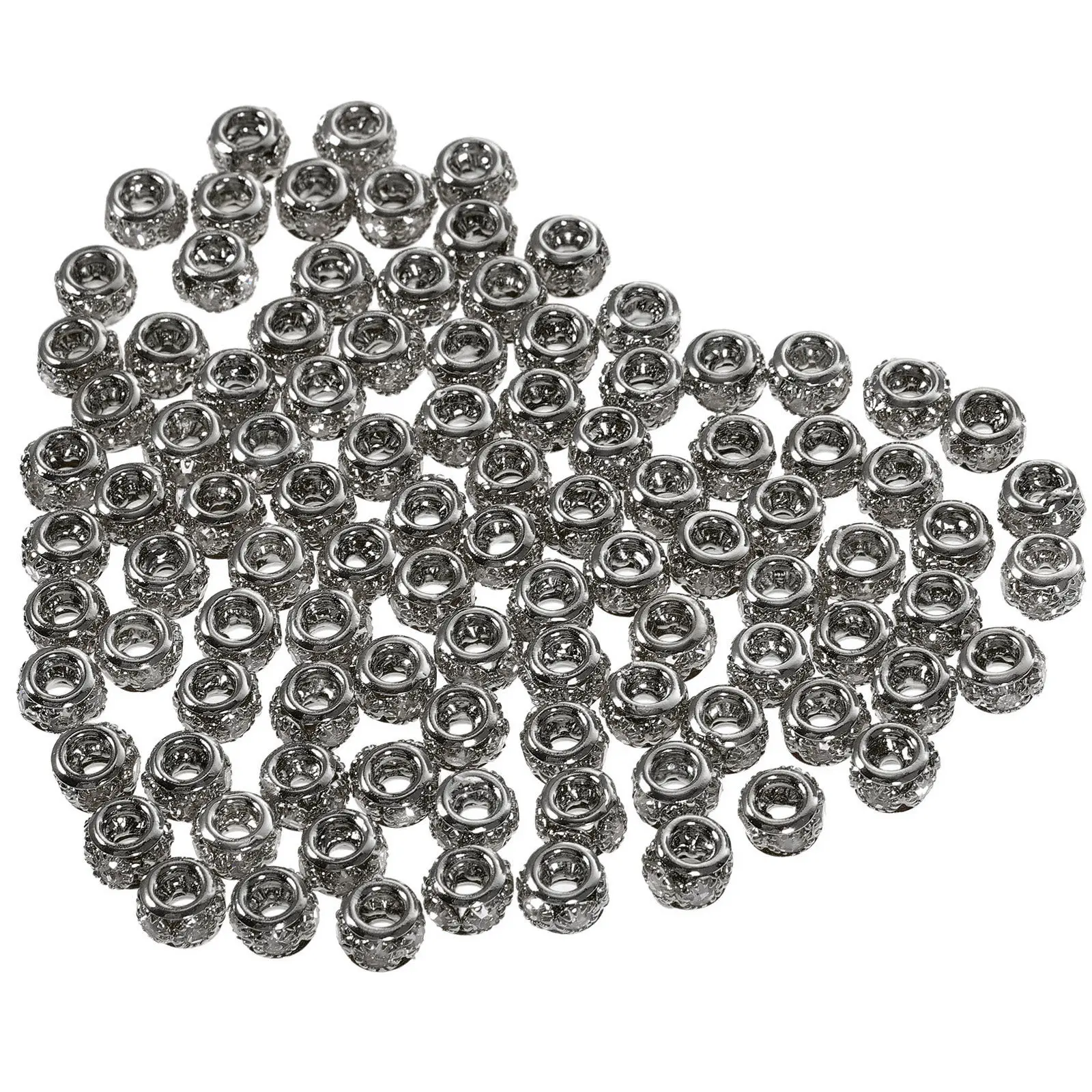 

100 шт. бусин для изготовления украшений своими руками: круглые бусины-рондели из сплава со стразами, разделительные бусины для ожерелий и браслетов