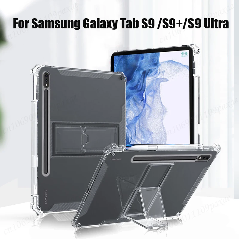 Capa transparente para Samsung Galaxy Tab, Capa de suporte para PC com suporte para lápis, S9 Plus 12.4, S9, 11, S9 Ultra, 14.6