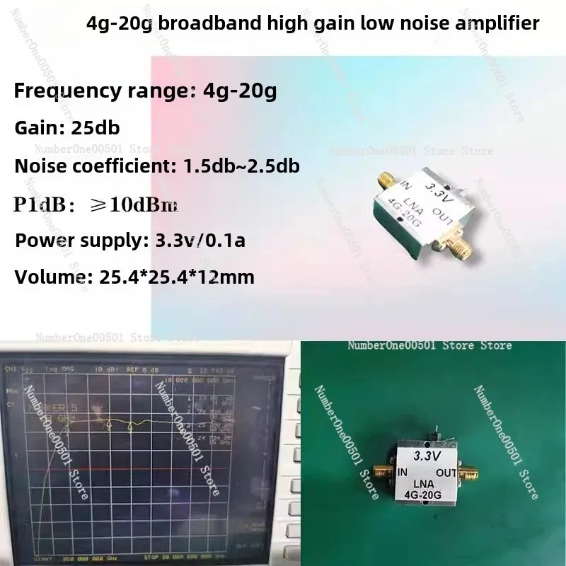 4G-20G RF broadband amplifier  high gain LMX2820 G = 25dB RF amplifier