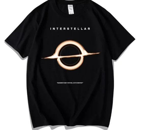 Camiseta de algodón puro de viaje en el tiempo interstellar, camiseta de manga corta con diseño de película de ciencia ficción espacial, agujero negro, para hombre y mujer