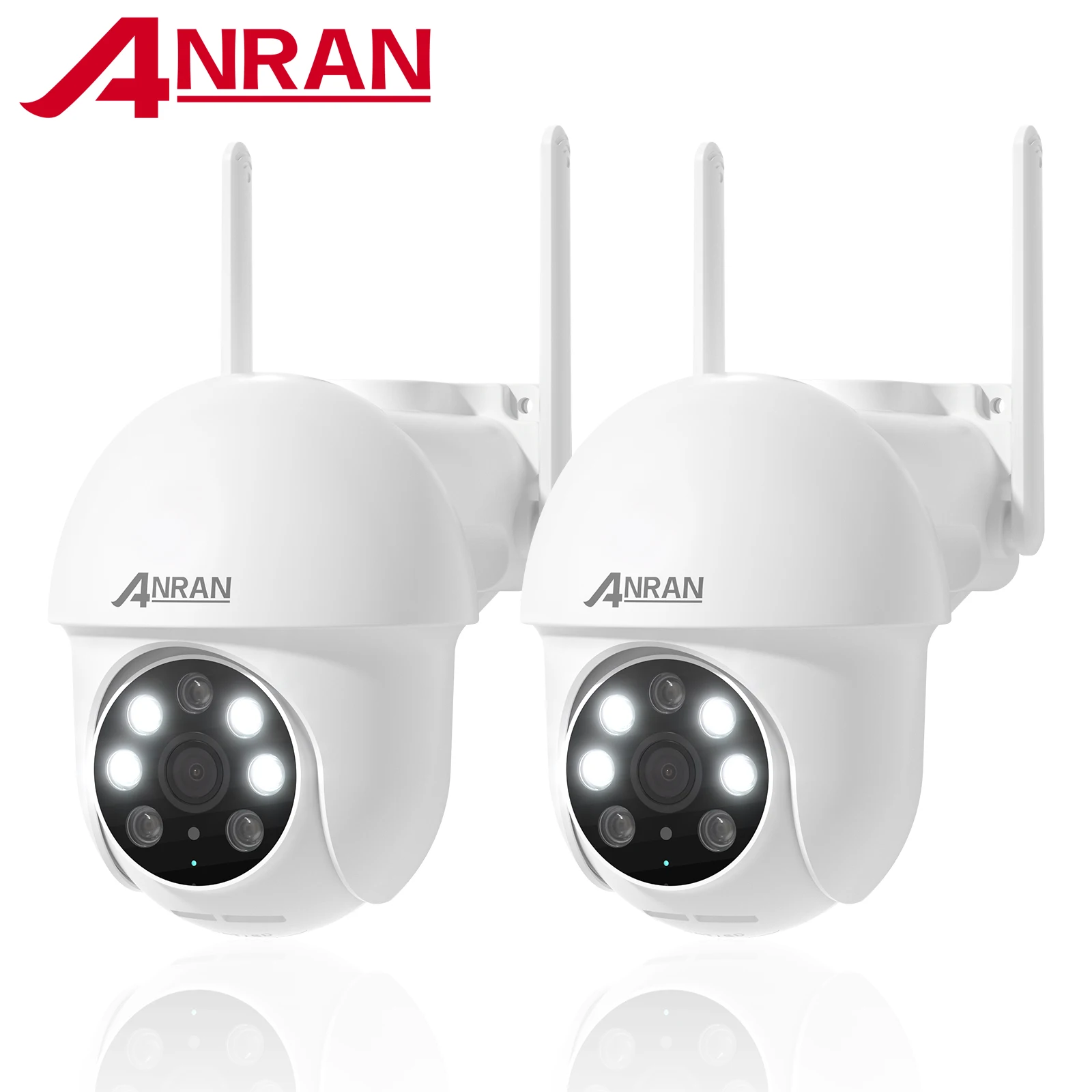 ANRAN 2PCS Wired Security Camera 5MP 2.4G 5G Wifi Camera 24/7 Recording IP66 Waterproof Compatible Alexa Auto Track No Battery