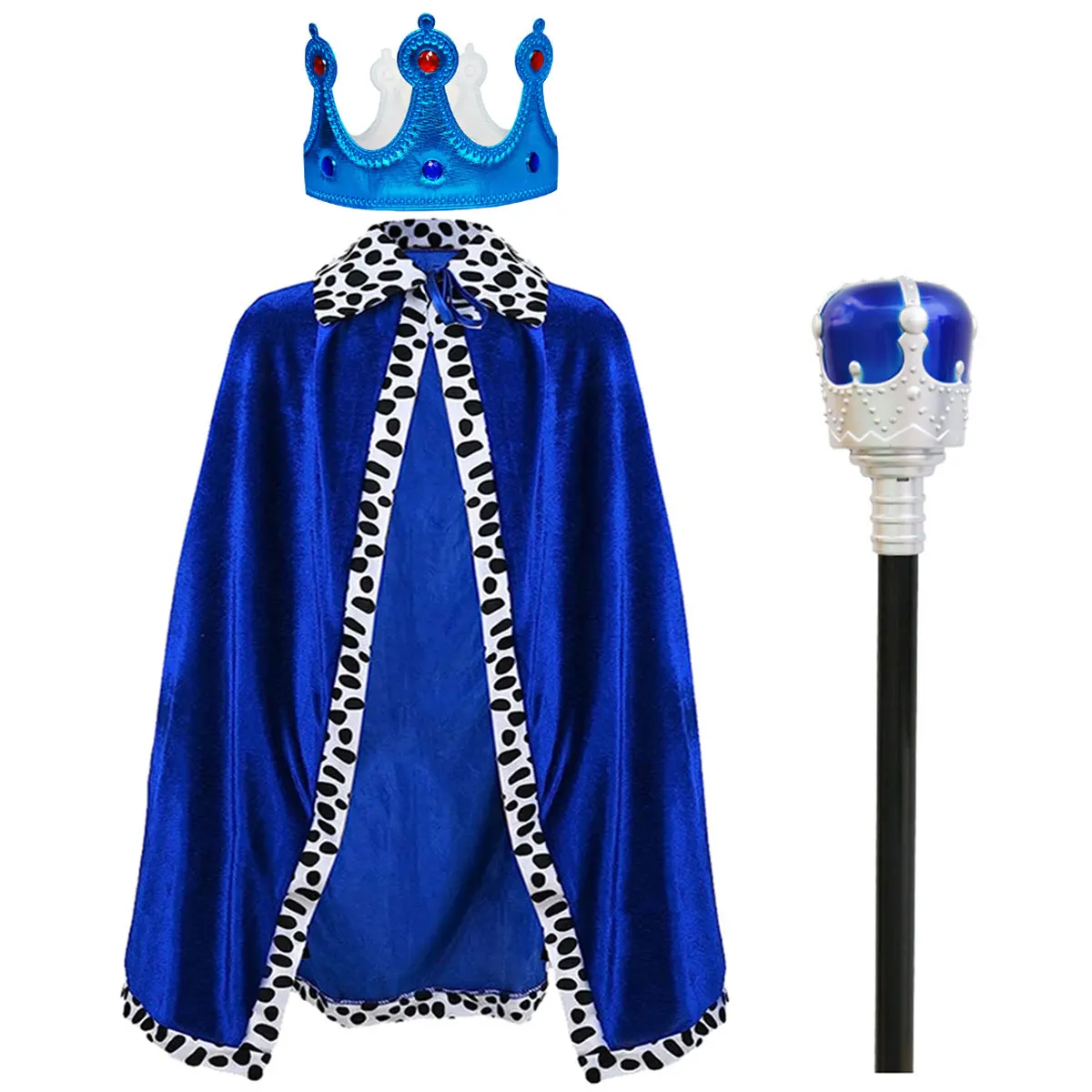 2026 Halloween Holiday Party Parent-Child Costumes For Children and Parents to Play King Cloak + Crown + Scepter 3-piece Set