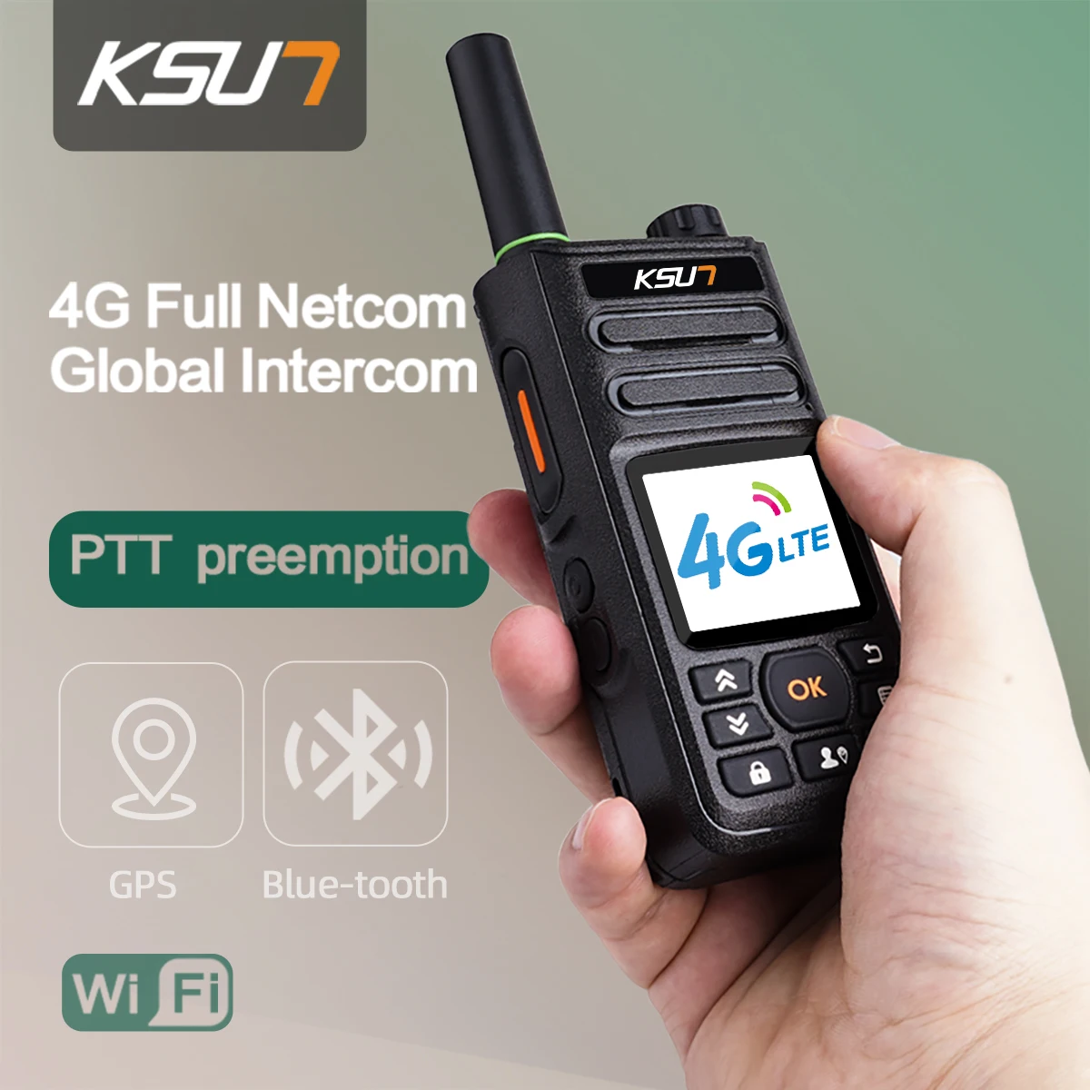 

KSUN Android 4G 3G 2G Walkie Talkie WIFI Blue Tooth GPS Long Range 10km 100 KM ZL10 POC Two Way Radio Compatible with Zello App