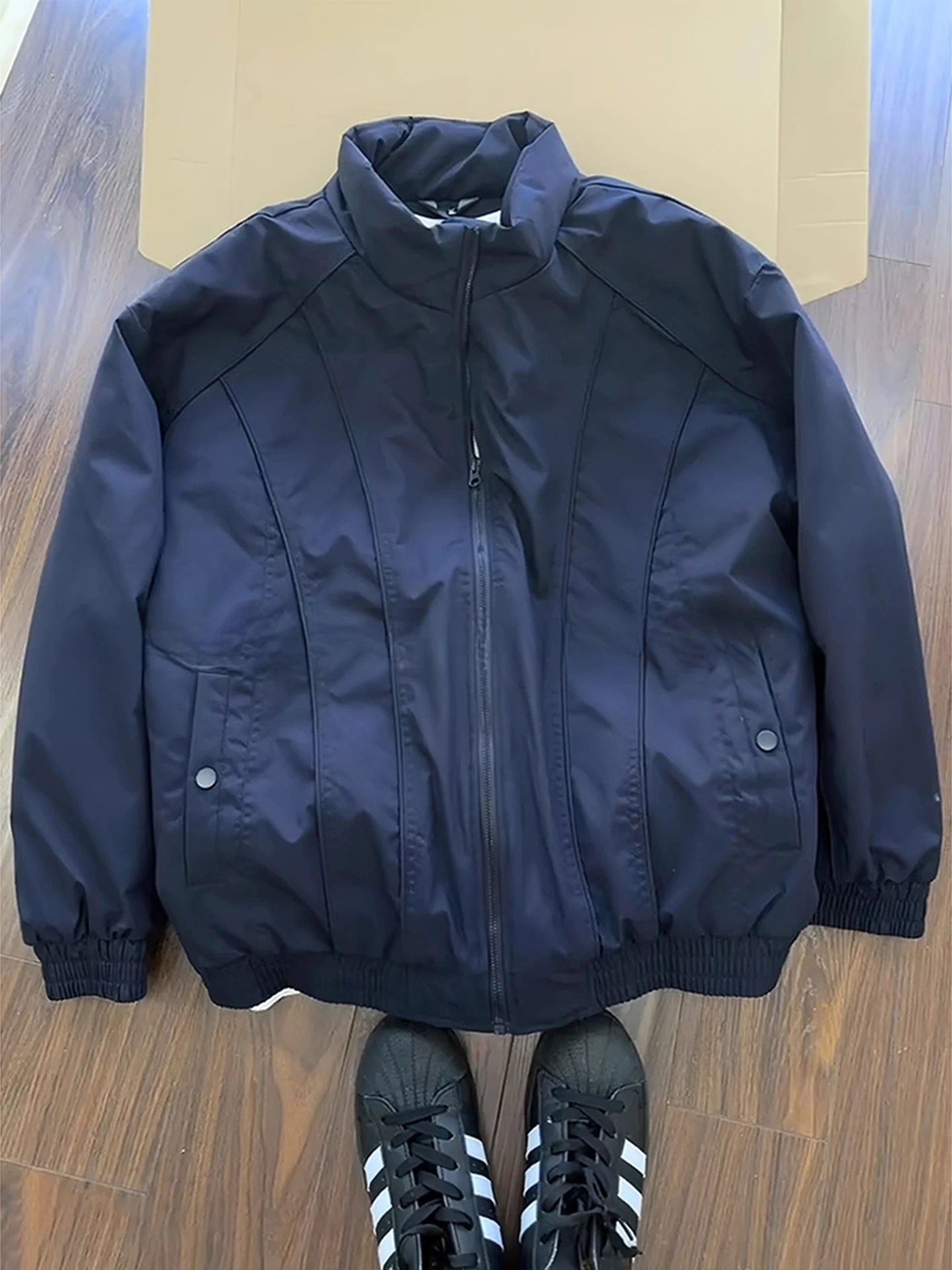 

Blue Stand Collar Tee Proof Men's Cotton Jaet Autumn Winter American Splicing Deconstruction Pilot Coat Outerwear