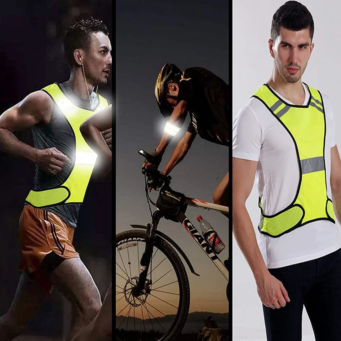 AUU-Reflector Vest - High Visibility Bicycle Vest with Adjustable Fastener and 4 Reflector Jogging