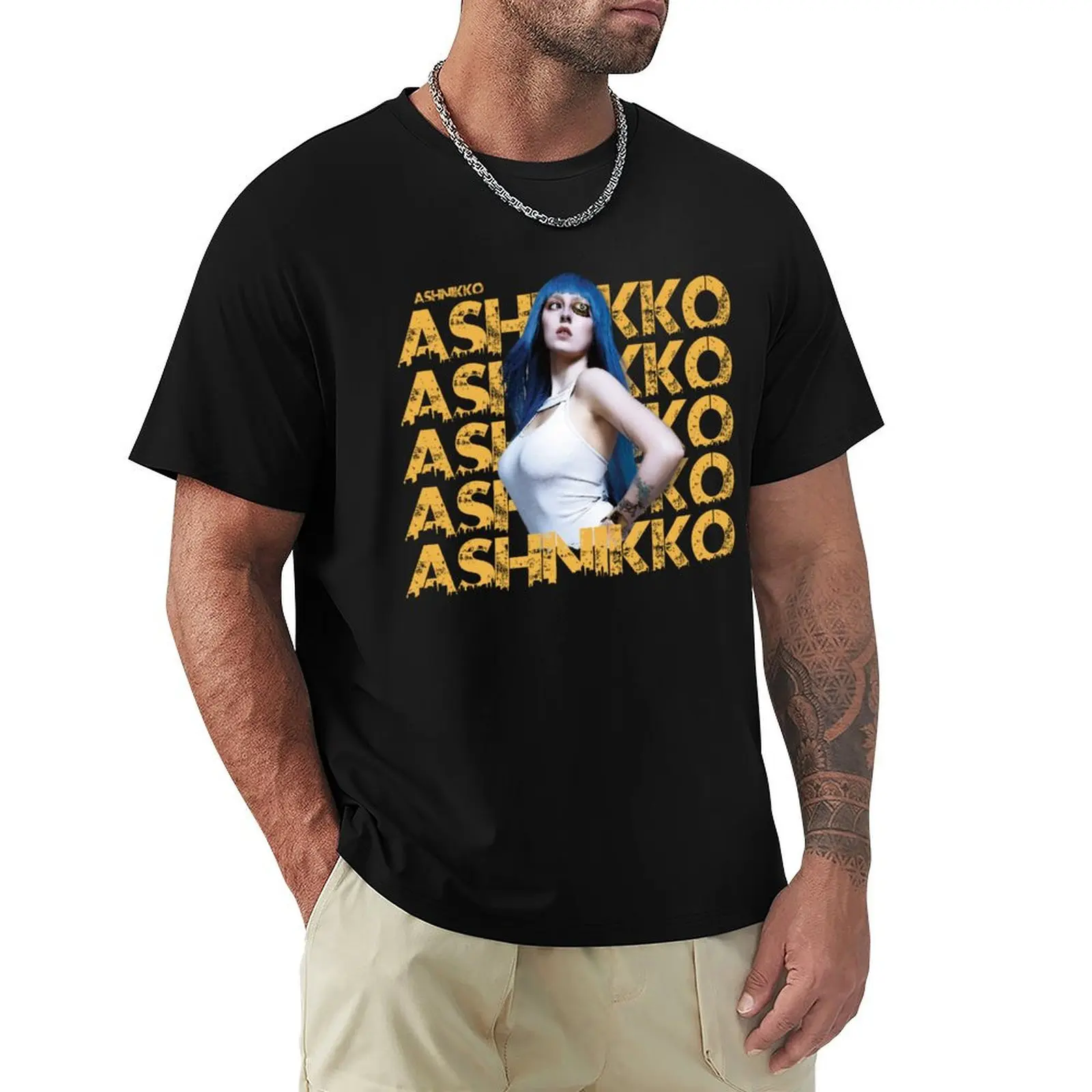 

Ashnikko gold T-Shirt Soft Stretch Short Sleeve Top