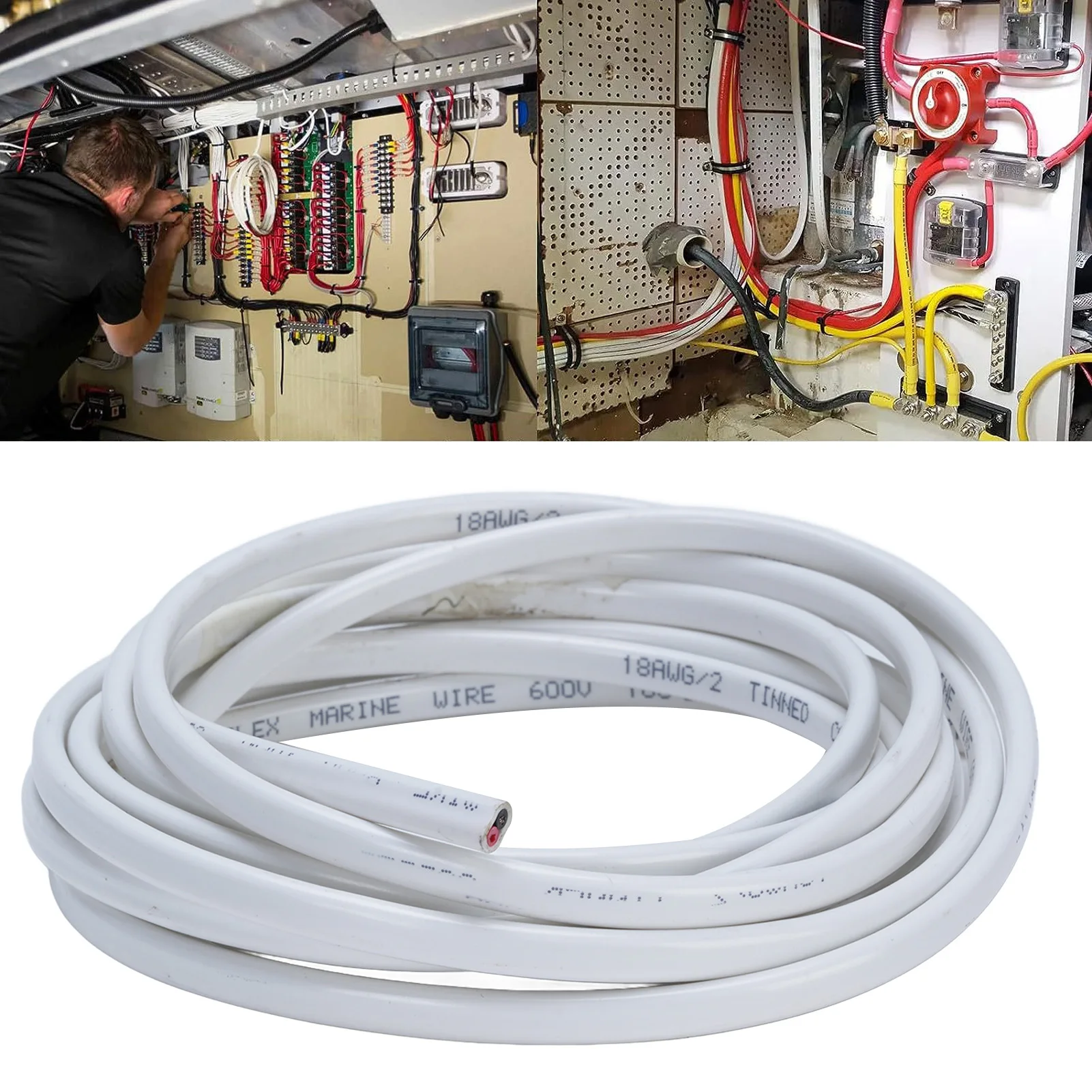 

Boat Power Wire Professional 2 Core Twisted Waterproofing 18 Gauge Marine Wire 10ft Higher Conductivity for RV for Trailer