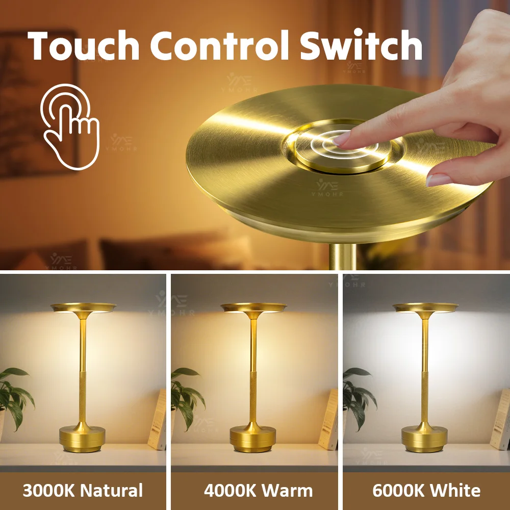 Exquisite Table Lamp Mood Light Aluminum Room Decoration Bedside LED Rechargeable USB Desk Light Touch 3Modes Christmas Gift