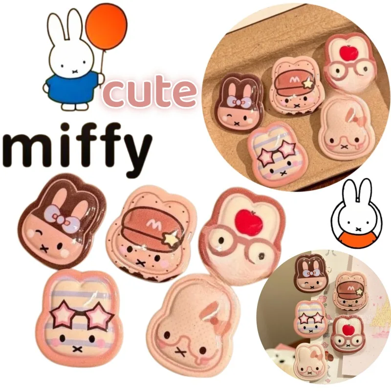 

Заколка для волос Miffy с милым принтом кролика, стильная и очаровательная, персонализированная, девичья, 3D, подарок для студенток, заколка для челки