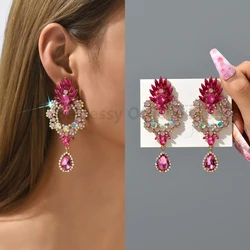 Boho Geometric Statement Crystal Earrings For Women Water Drop Colorful Large Pendant Luxury Design Fashion Jewelry Accessories