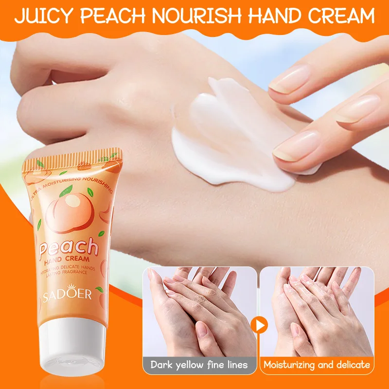 Recommend SADOER Peach Nourishing Hand Cream Lip Balm Set Autumn/Winter Hand Cream Lip Balm