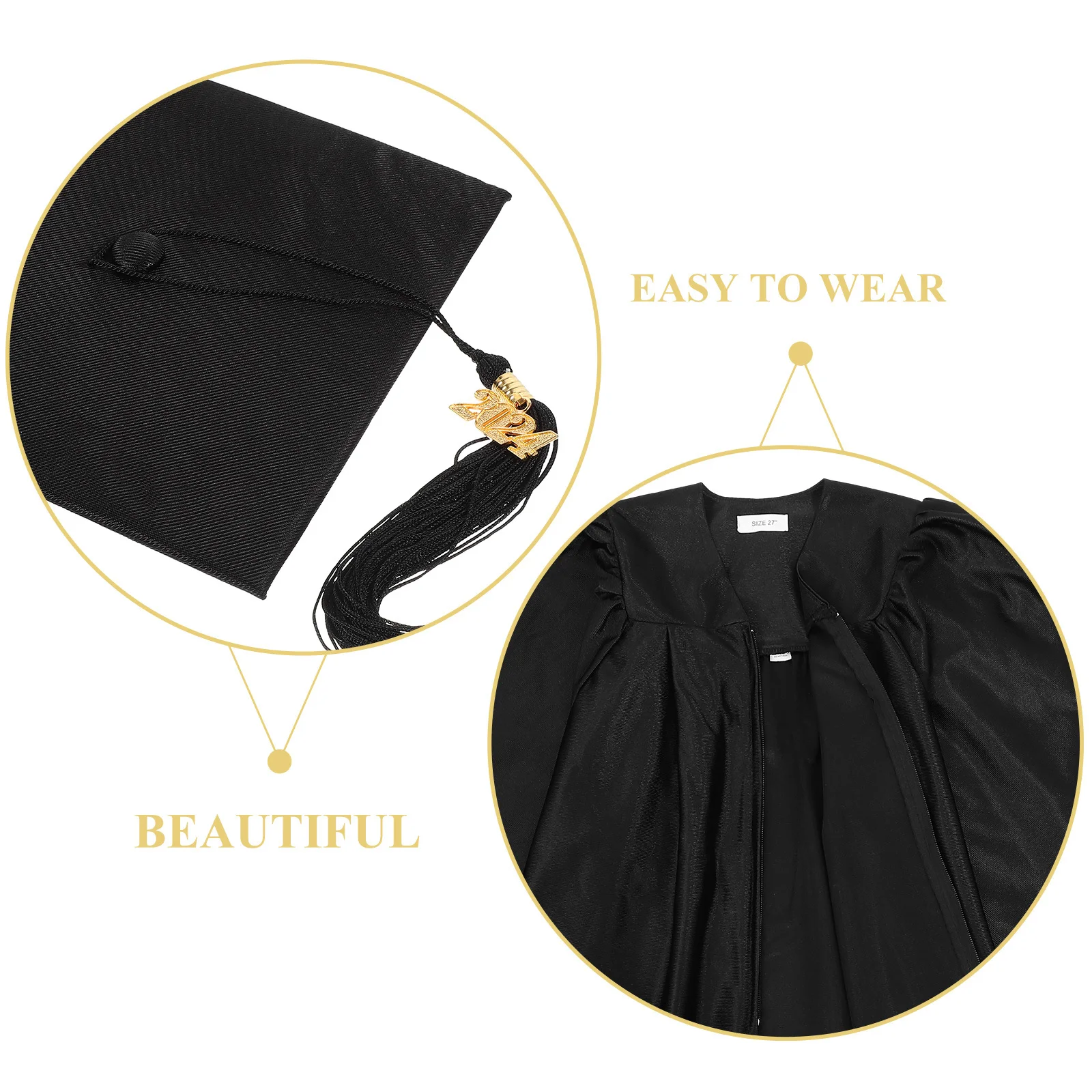 

1Set Kindergarten Elementary School Graduation Gown Tassel Cap Sash 2024 Kids Cap and Gown Season Outfit Graduation Robe