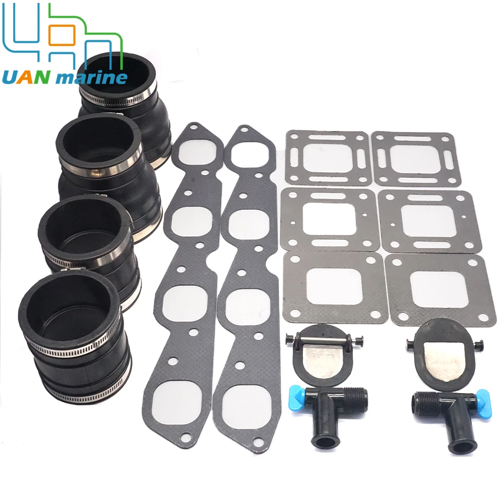 Kit de juntas húmedas de escape 27-46820, Kit de fuelle con Kits de juntas para MerCruiser V8GM 454, 502, 22-806926A1, 27-863726, 32-90949T