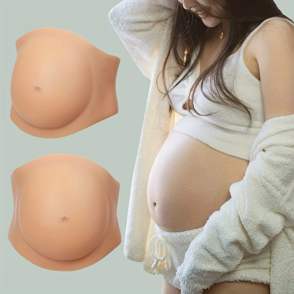 Realistic Silicone Pregnant Belly Fake Pregnancy Costume with Velcro Simulated Skin Pearl Filling for Stage Performance