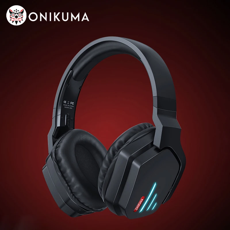 

ONIKUMA Wireless Compatible Headphones with LED Light Professional Gaming Headphones Foldable Headset Gamer Earphones For PC PS5