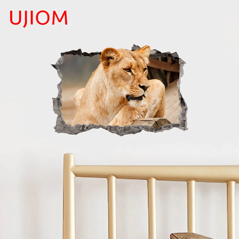 UJIOM 13cm X 8.7cm Tear Lion Wall Sticker Scratch Proof Vinyl Baby Nursery Room Bathroom Decal Wardrobe Decor Accessories