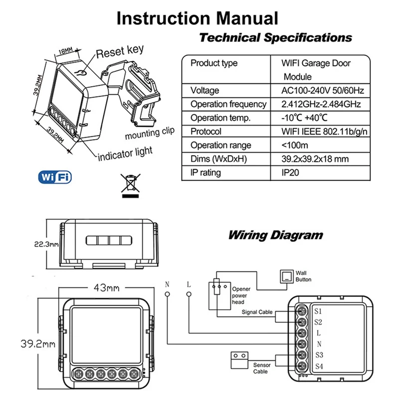 A96T Tuya Garage Door Opener Controller Module Remote Control Switch Smart Life App Work With Alexa Home Assistant