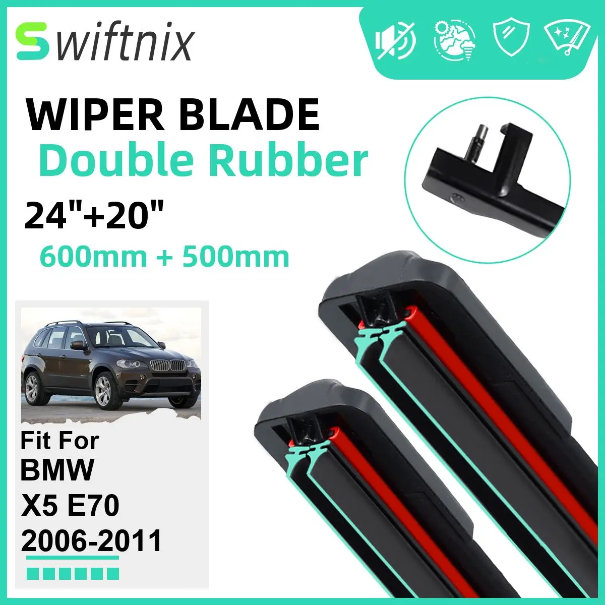 

Double Rubber Car Wiper Blades for BMW X5 E70 2006-2011 Front Windscreen Windshield Rubber Car Accessories 2008 2009 2010 2011