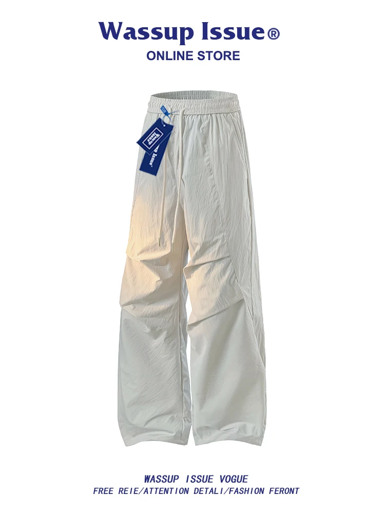 

Qui Dry Ice Silk Men's Sports Pants Straight Leg Casual Trousers Summer Couple Workwear Loose Fit Youthful Energy Sle