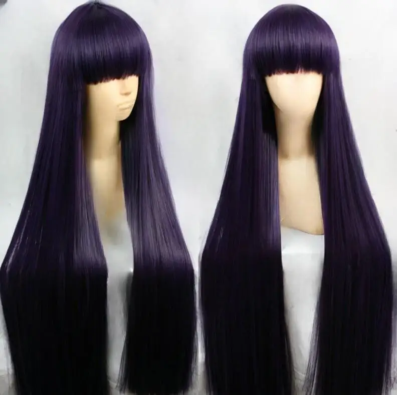 Free Shipping Inu x Boku 100cm Dark Purple Straight Shirakiin Ririchiyo Cosplay Wig