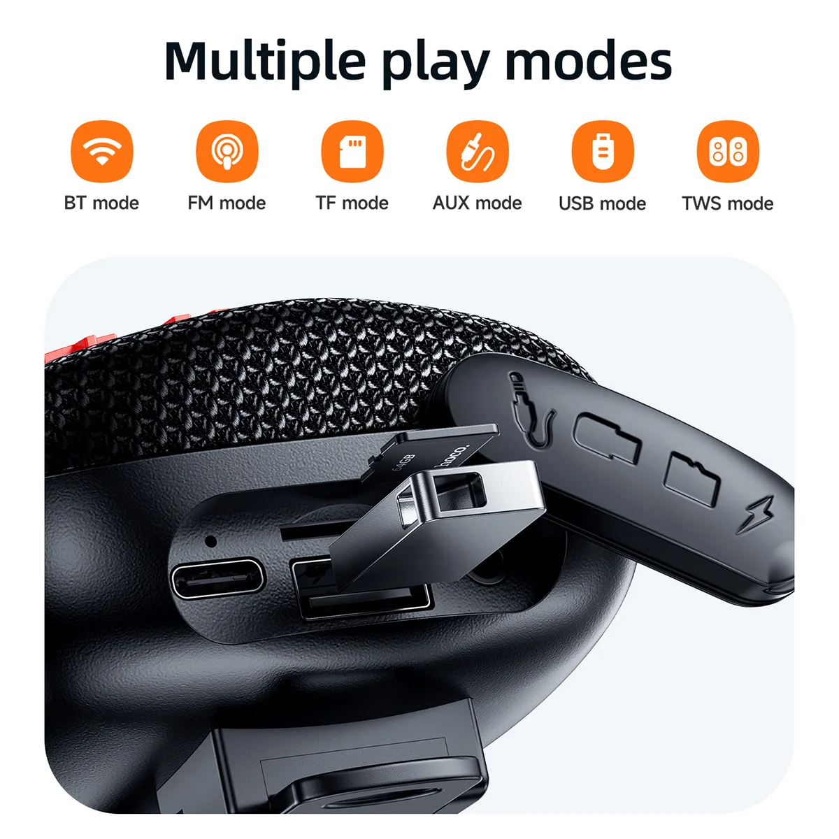 HOCO HC35 Outdoor Riding Bluetooth 5.4 Speaker Wireless Mini Audio Music Player Supports Bluetooth Playback FM TF Card USB Flash