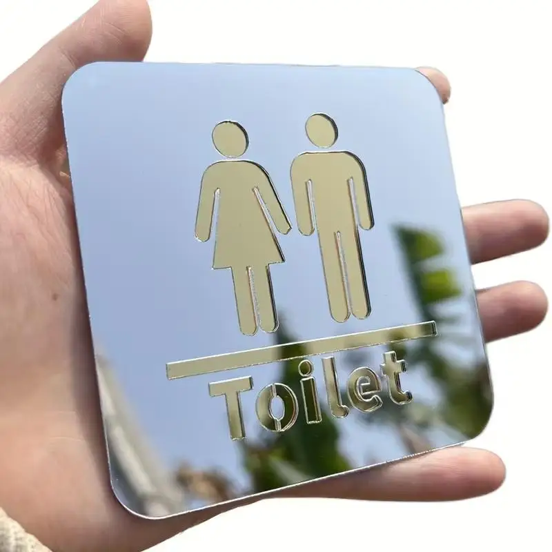 3.94-inch Acrylic Toilet Sign For Men And Women, Bathroom Identification, Round And Square Toilet Mirror Decals For Home Decor.