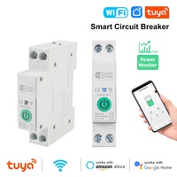 Tuya 1-63A Adjustable Wifi Smart Circuit Breaker Switch With Power Monitor 1P Din Rail Kwh Timer MCB for Google Home Alexa Alice