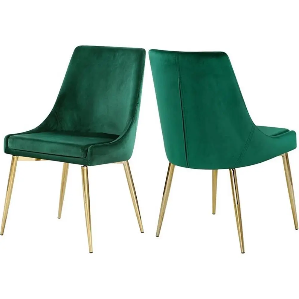 

Modern Velvet Dining Chair With Metal Legs Set Of 2 Green 19.5 W X 21.5 D X 33.5 H