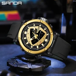 SANDA Fashion Sports Watch for Men Women Quartz Digital Dual Display Watches Shock Water Proof Camping GYM Wristwatch MW9052