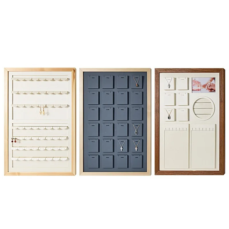 Wooden Jewelry Display Stand Set Wall Mounted Bracelet Storage Rack Jeweler Jewelry Organize Holder Counter Ring Display Shelf