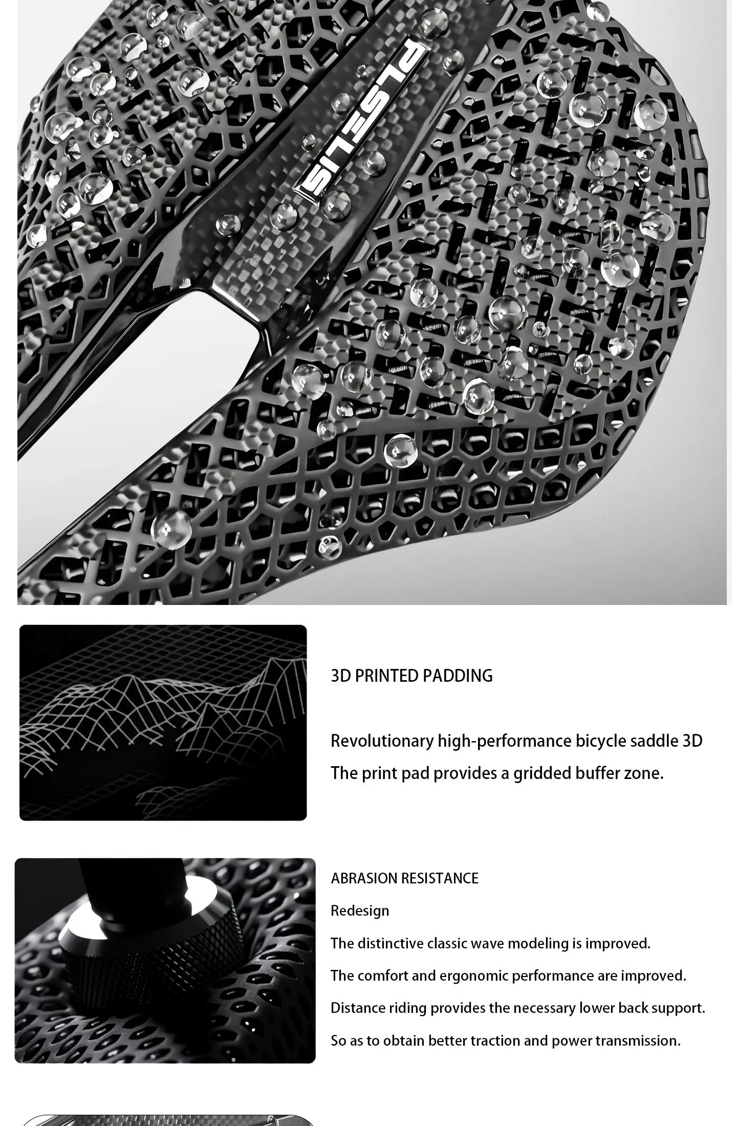 Plselis Vollcarbon-Sitzkissen, 3D-gedrucktes Sitzkissen, Rennrad-Sitzkissen, Fahrrad-Sitzkissen, Ergonomie – Detail 6