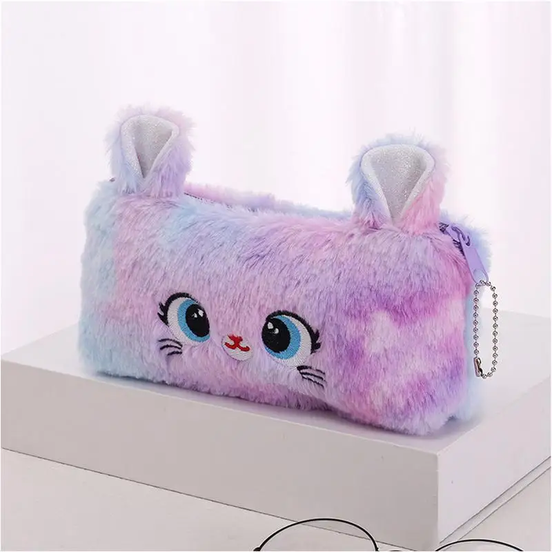 Kawaii Pencil Case Plush Soft Fashionable Cat Pencil Case Pouch Pencil Organizer School Stationery Storage Bag With Smooth