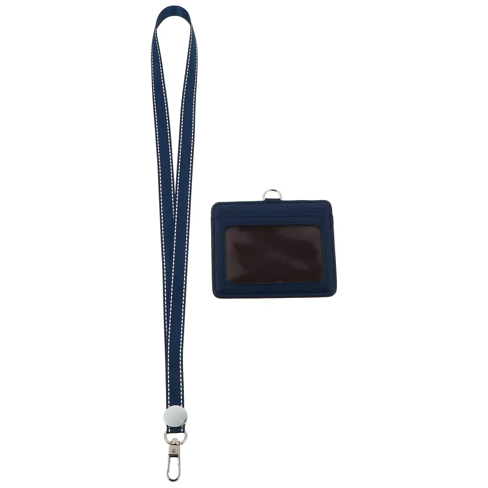 

ID Badge Holders Lanyard Black 2 Card Slots Zinc Alloy Hanging Buckle Design Non Rust Fading Proof Quality