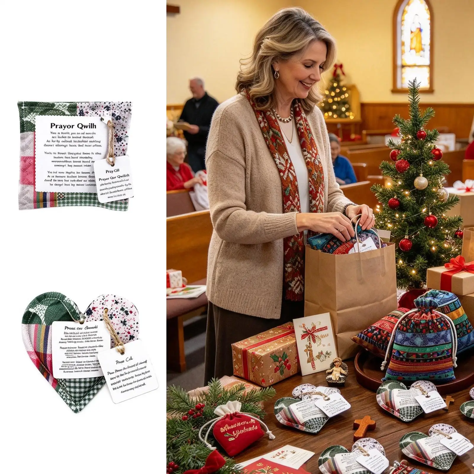 Prayer Quilt Squares 6 Pack Religious Handmade Mini Scripture Fabric Inspirational Quilted Pocket Prayer For Christmas Christian