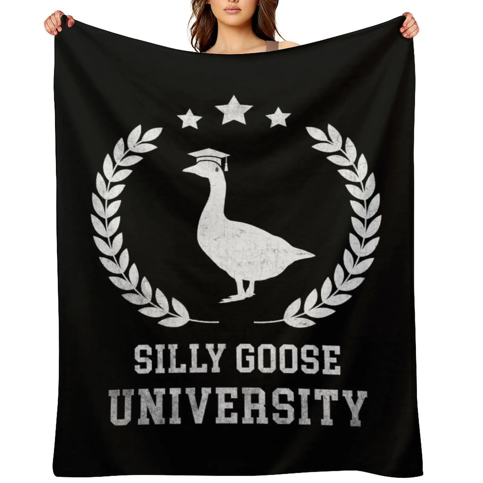 

Silly Goose University Funny Silly Goose Meme Throw Blanket For Sofa Thin Decorative Beds Cute Cute Plaid Blankets