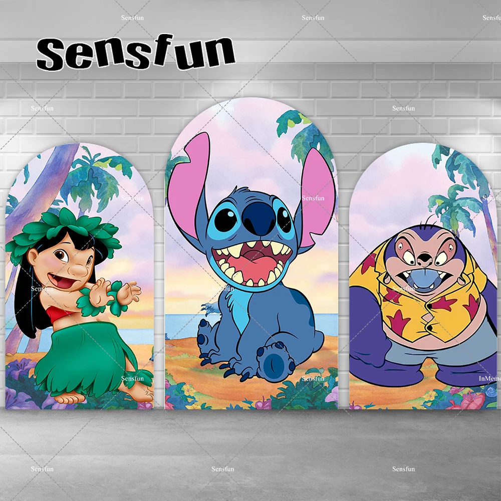 Girls Lilo & Stitch Theme Birthday Party Chiara Arch Backdrop Cover Beach Hawaii Hula Dance Chiara Backgrounds Double-sided