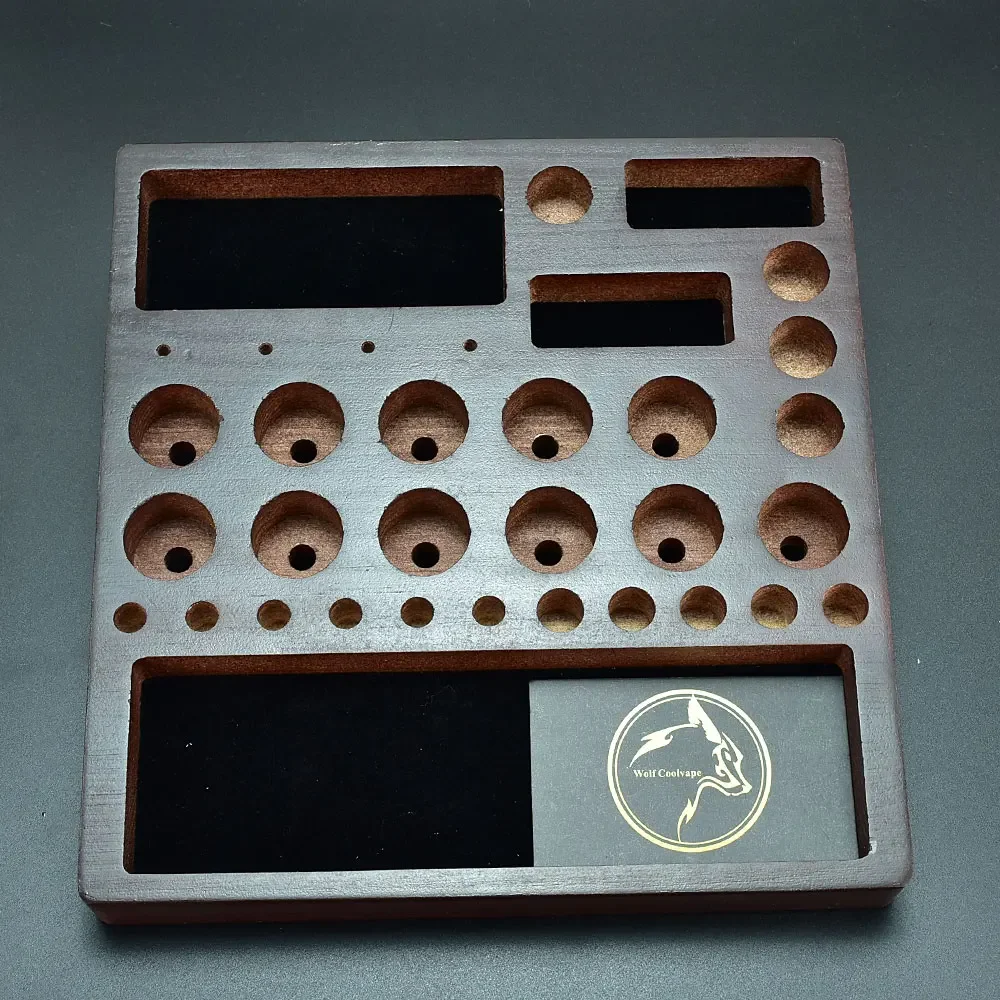 Wolfcoolvape RBA RDA RTA Rak Display Kayu Organizer Berdiri Vape untuk Tempat Penyimpanan Alat Penyemprot Aksesori Mod Rokok Elektrik