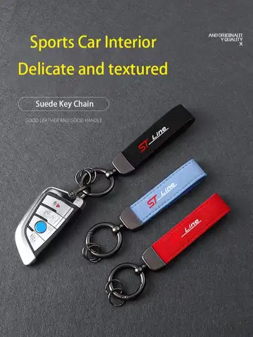 High-Grade Suede Keychain Car Sport Key Ring With Horseshoe Buckle For ford st LINE stline kuga Styling Accessories