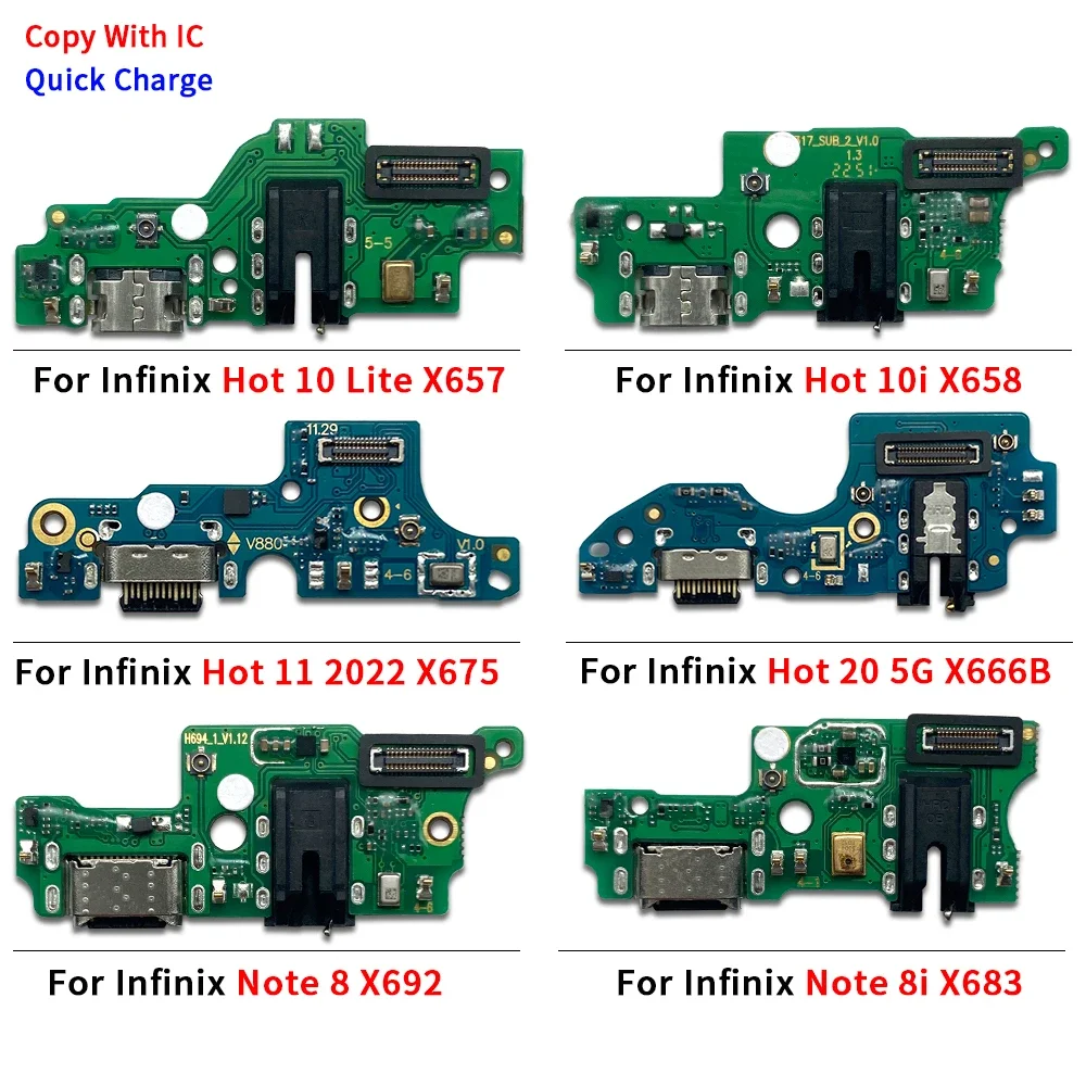 For Infinix Hot 9 Play 10 Lite 10i 11 20 Note 8 8i 12 30 5G Smart 6 Plus 7 USB Charging Port Board Flex Cable Connector Parts