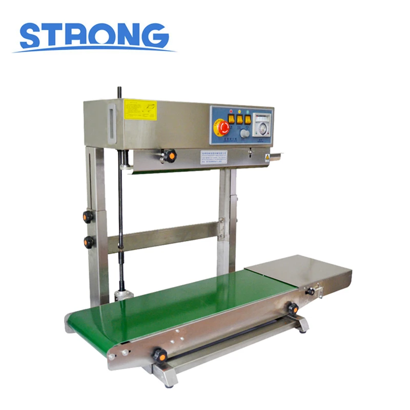 Vertical Automatic Continuous Band Sealing Machine Stainless Steel Foil Pouch Sealing Machine with Date Printing