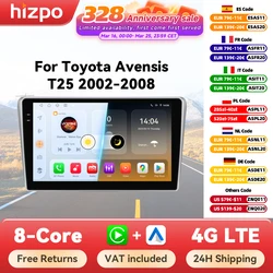 Hizpo Car Intelligent Systems Radio For Toyota Avensis T25 2002 - 2008 Carplay Multimedia GPS 2din Stereo Android 14 Auto 8+128G