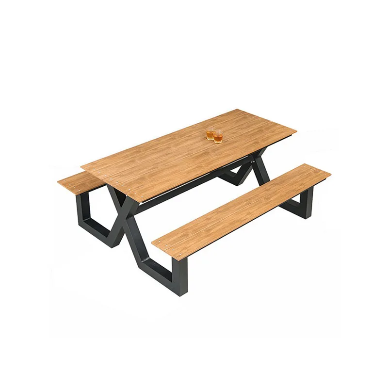 aluminum frame art garden PE table and chair bench park waterproof scenic spot courtyard combination conjoined outdoor