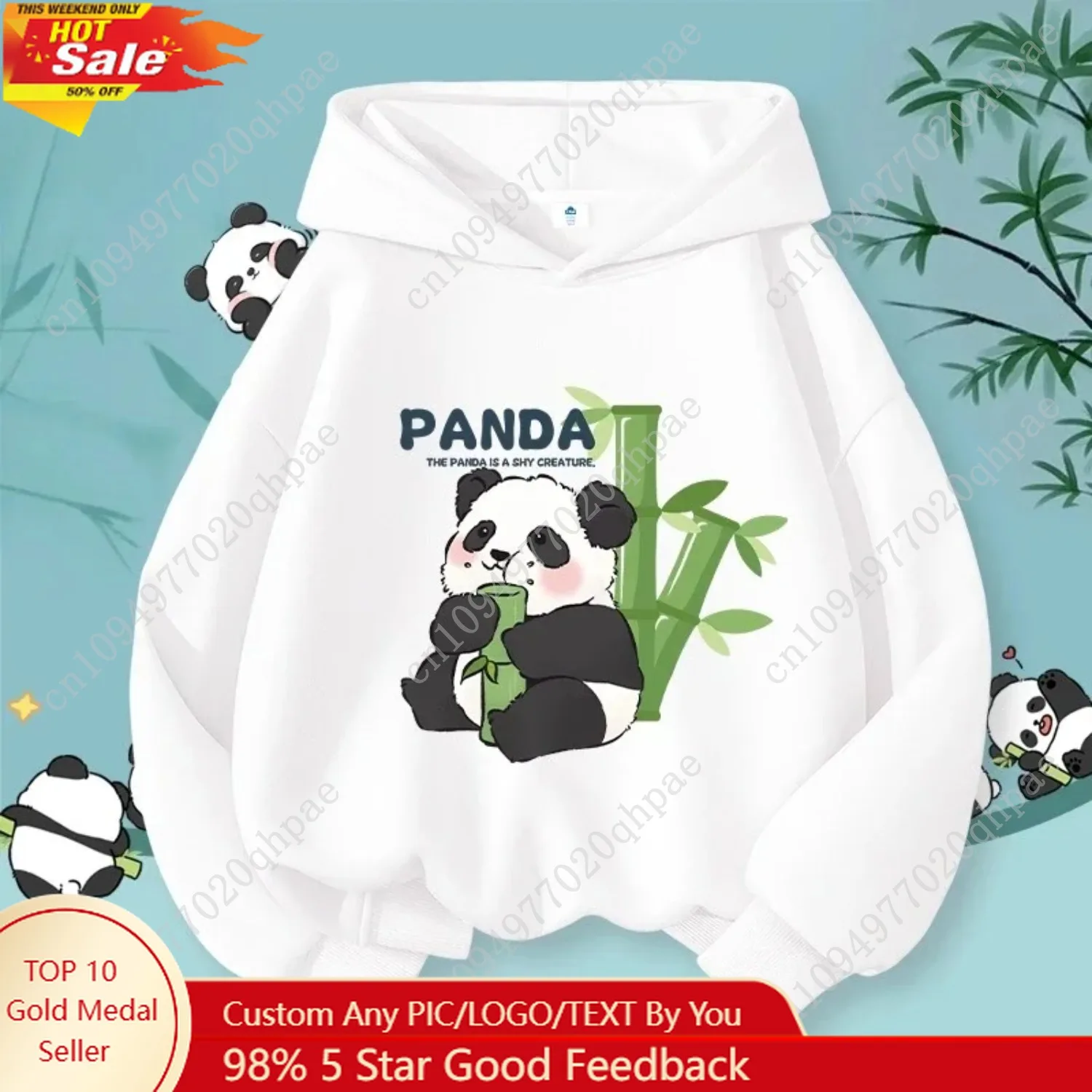 

Cute Panda Playing Print Children's Sweatshirt Autumn Boys and Girls Casual Fashion Warm Hooded Pullover