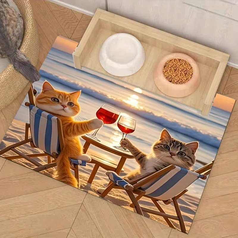 

Креативный коврик для кормления домашних животных, 1 шт., с принтованным дизайном, полиэстеровый коврик-подставка под миски для собак и кошек, для домашнего использования.