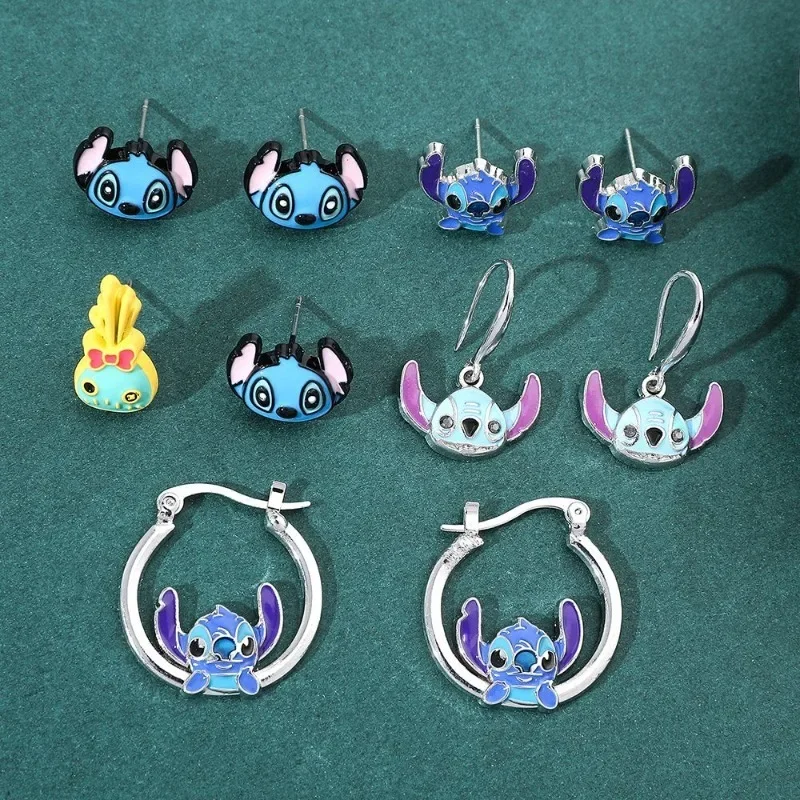 Cute Cartoon Anime Lilo & Stitch Personalized Fashionable Alloy Earrings Hypoallergenic and Non-fading As A Gift for Friends