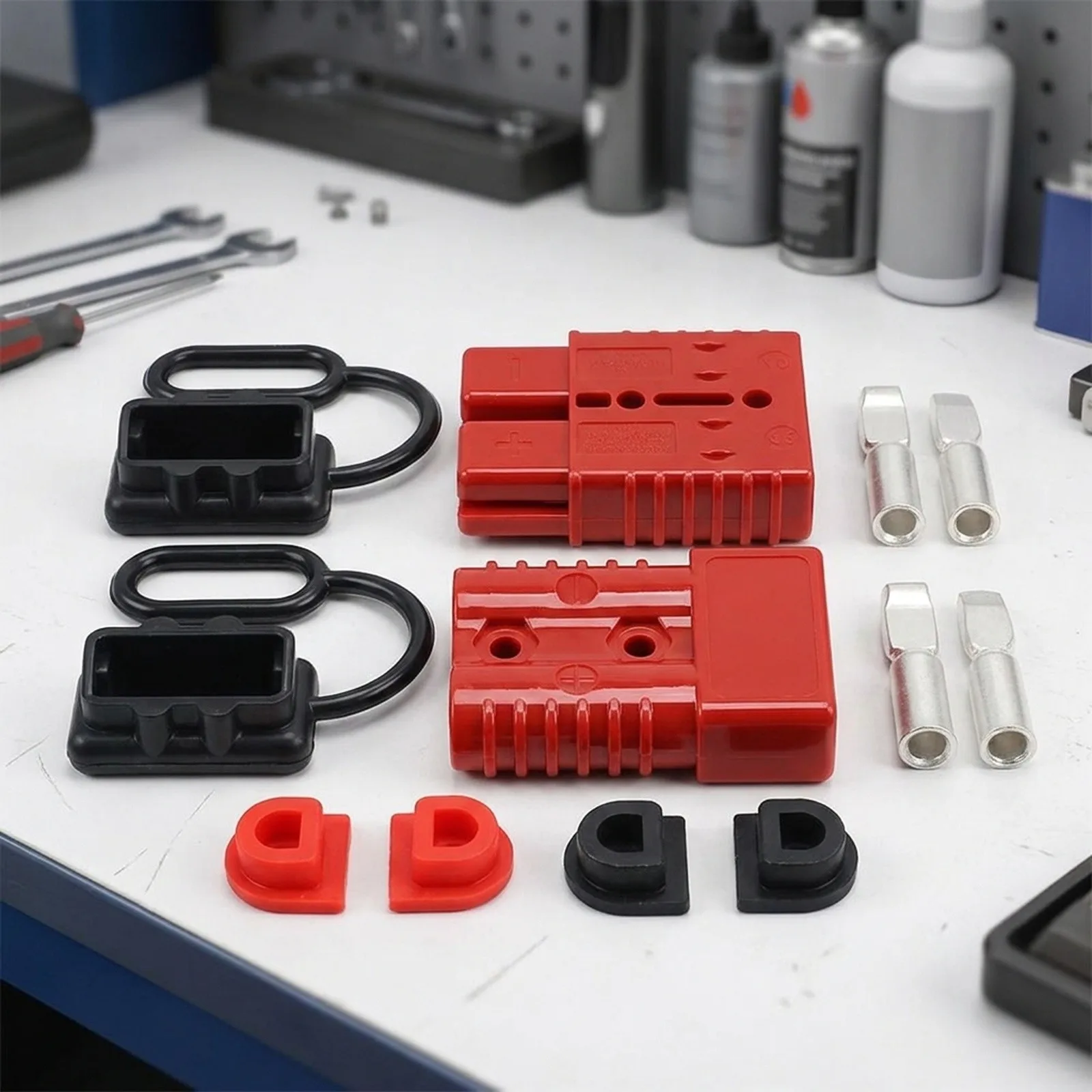 For Battery Connector 0-4AWG 120A 175AMP 2 Sets 600V IP20 Plastic For 12-24V Truck New With Cover For Battery Connector